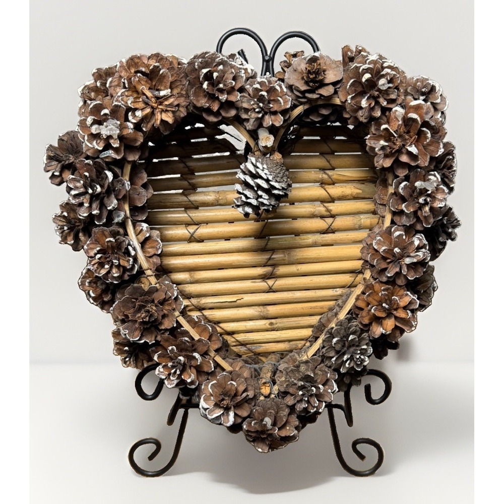 Rustic Heart‎ Shaped Pinecone Wreath natural Country Cabin Farmhouse Home Decor
